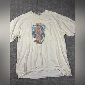 Vintage Y2K Chinese Dragon White Graphic T-Shirt Size Large